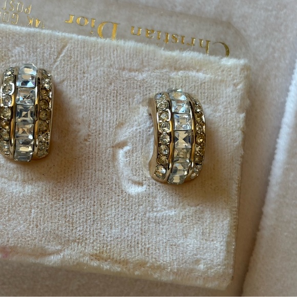 Beautiful vintage Christian Dior, gold tone with cubic zirconia, square & round - Picture 3 of 7